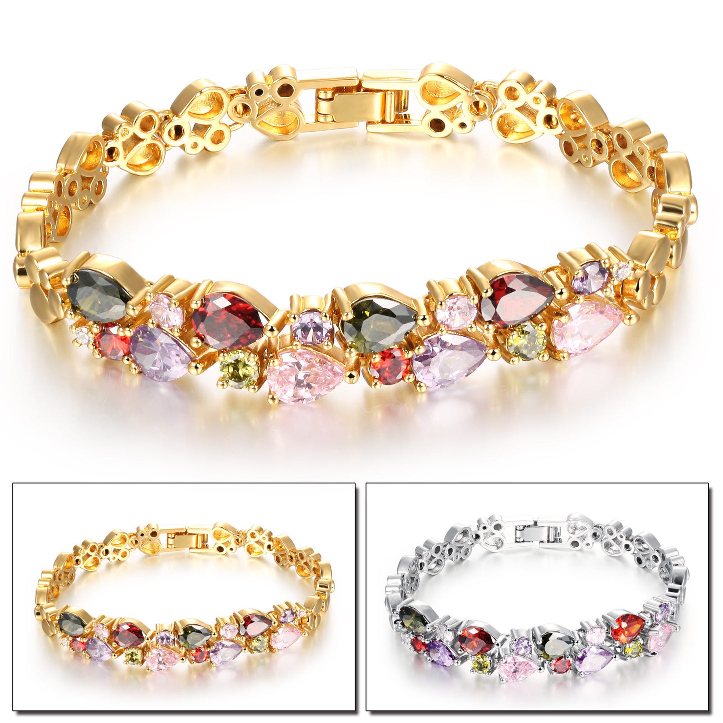 Vintage Crystal Gold Color Valentine's Day Bracelets