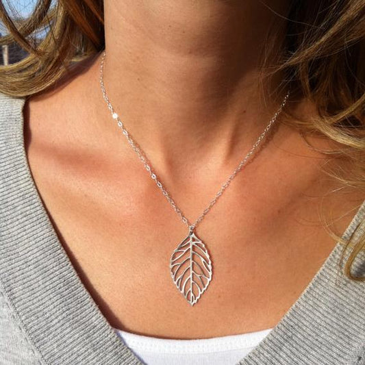 Simple Mori Style Metal Leaves Double Short Clavicle Necklaces