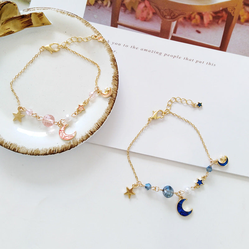 Women's Girly Style Little Star Moon Pendant Bracelets