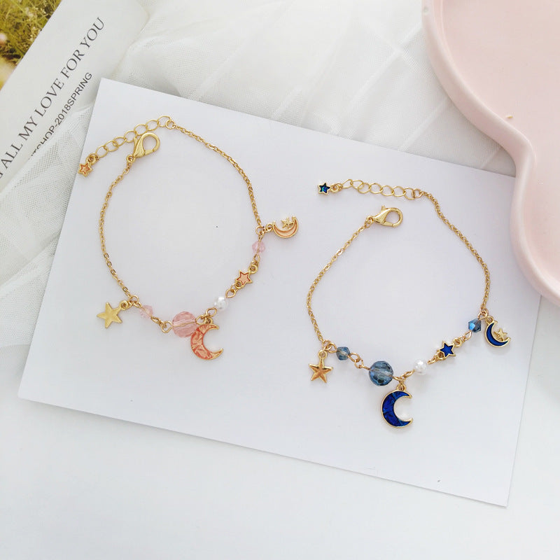 Women's Girly Style Little Star Moon Pendant Bracelets