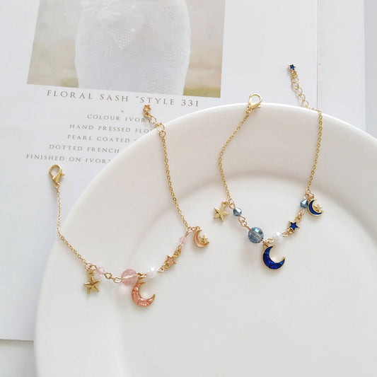 Women's Girly Style Little Star Moon Pendant Bracelets