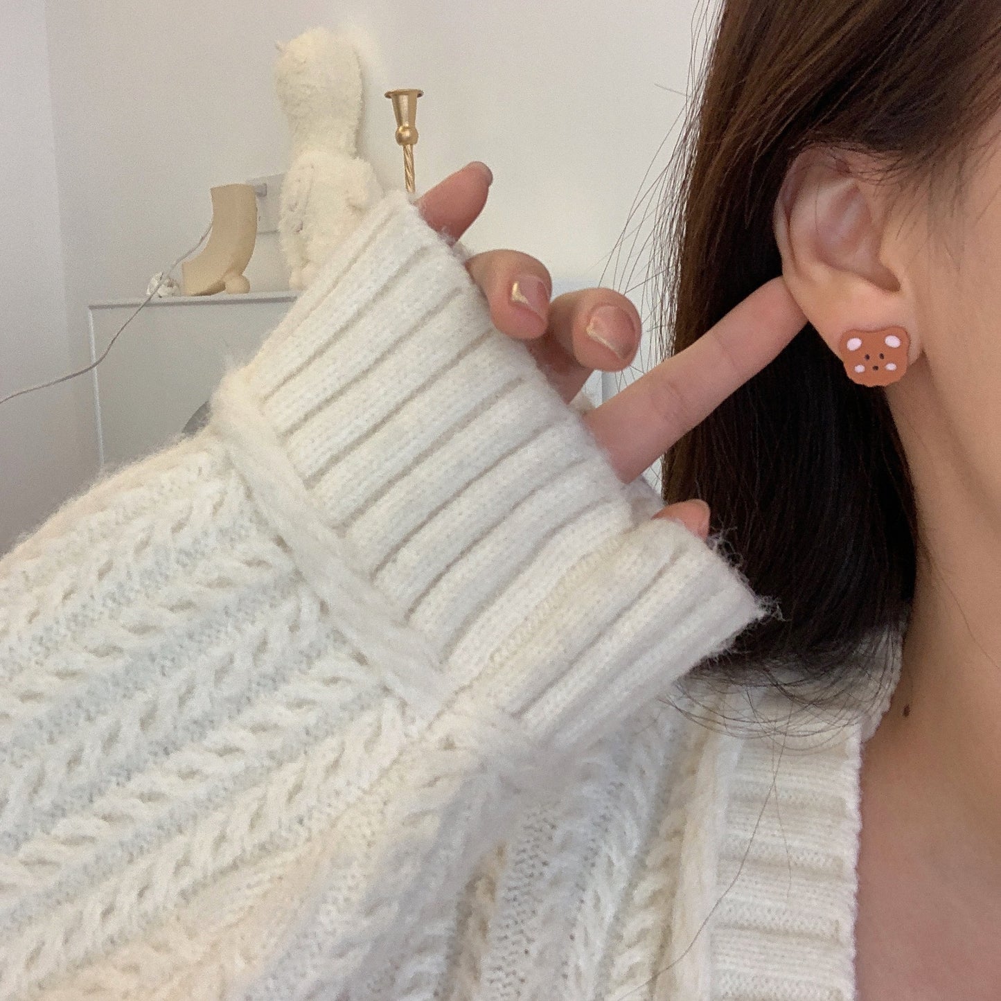 Sier Needle Warm Color Ear Trendy Earrings