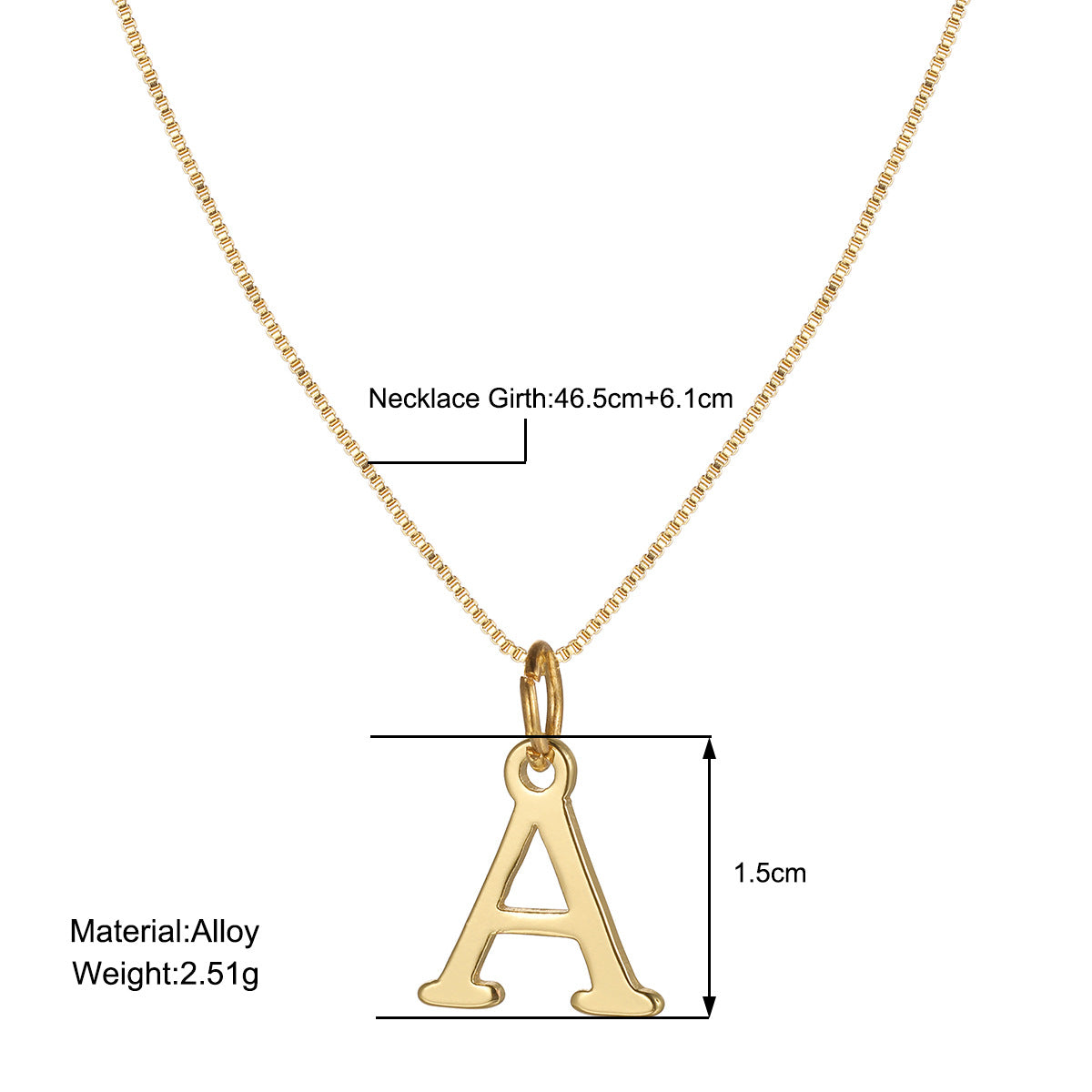 English Letter Creative Simple Box Chain Necklaces