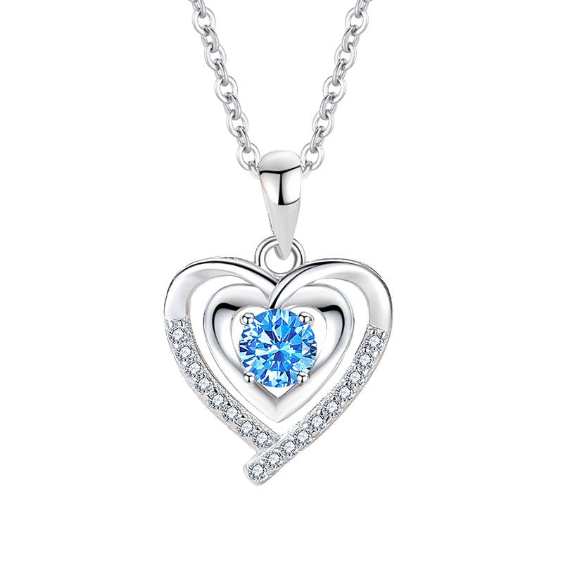 Women's Sterling Sier Heart-shaped Miss Simple Graceful Necklaces