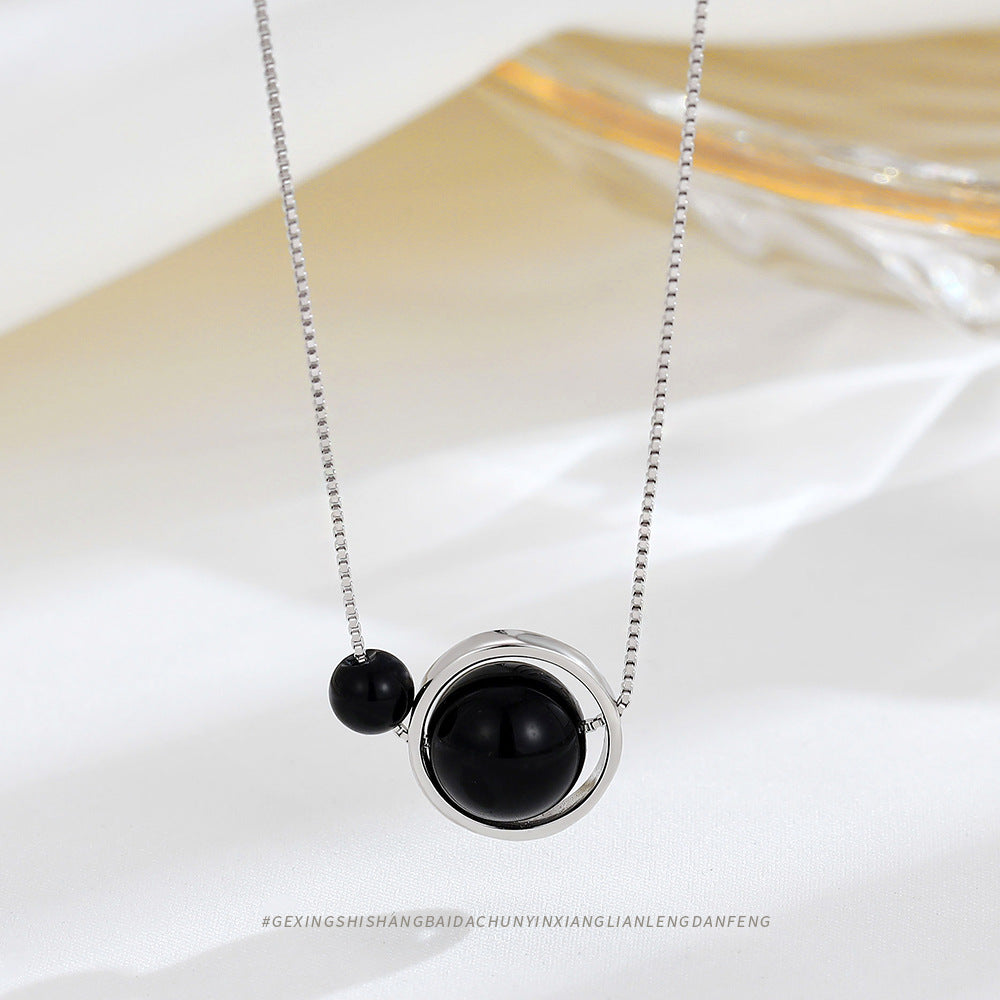 Women's Temperament Ornament Sterling Sier Circle Black Necklaces