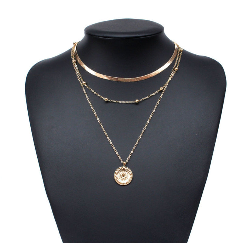 Lotus Pendant Female Fashion Personality Golden Balls Necklaces