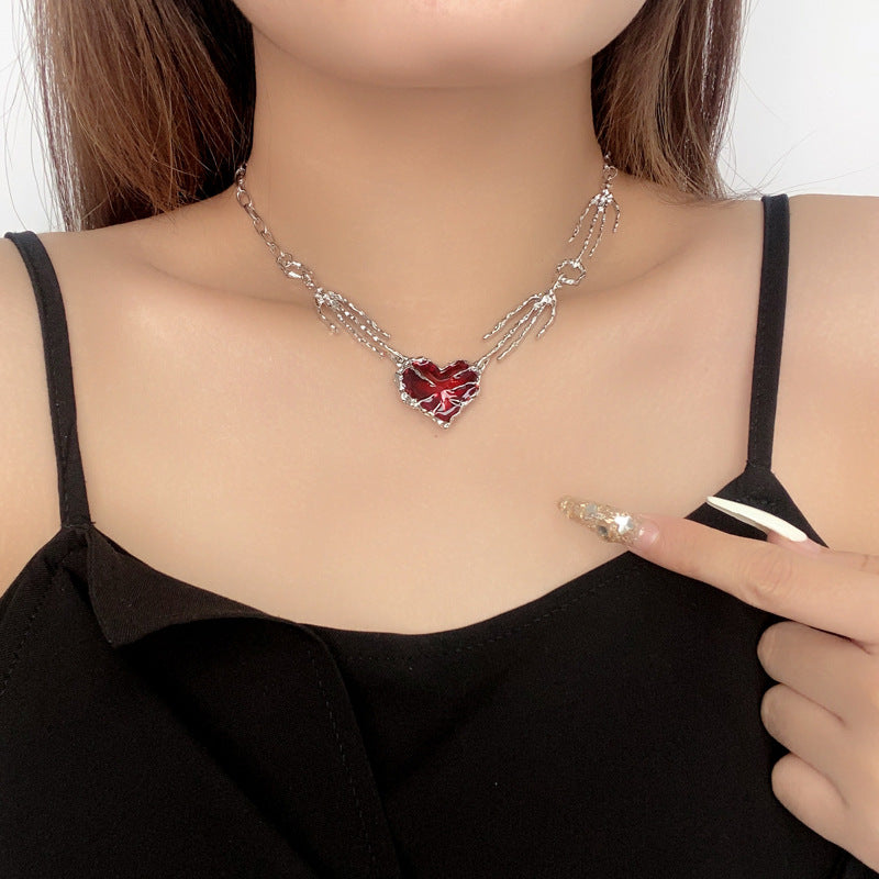 Pendentif d'amour rouge foncé pour femmes, griffe fantôme pour colliers