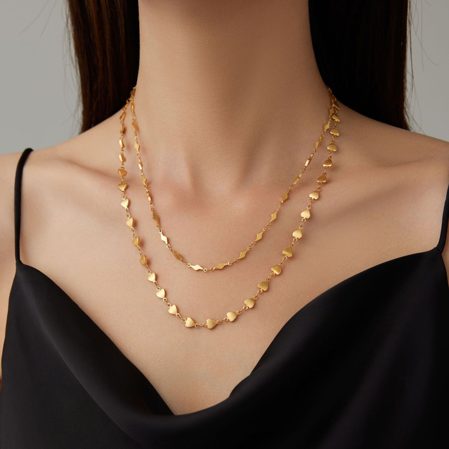 Stainless Steel Versatile Peach Heart Clavicle Chain Necklaces