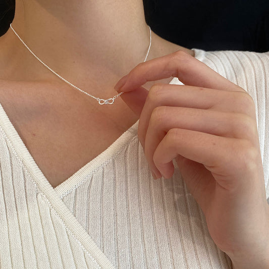 Petits colliers en argent Sterling Sier pour femmes, chaîne de clavicule infinie