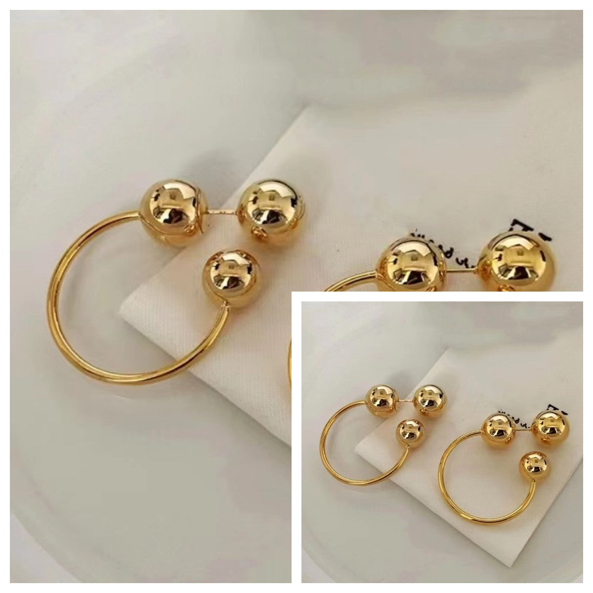 Retro Fashion U-shaped Round Beads Geometric Refined Grace Earrings