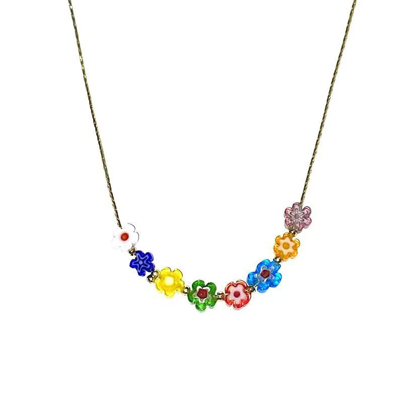 Women's Cute Colorful Flower For Niche Smiley Necklaces