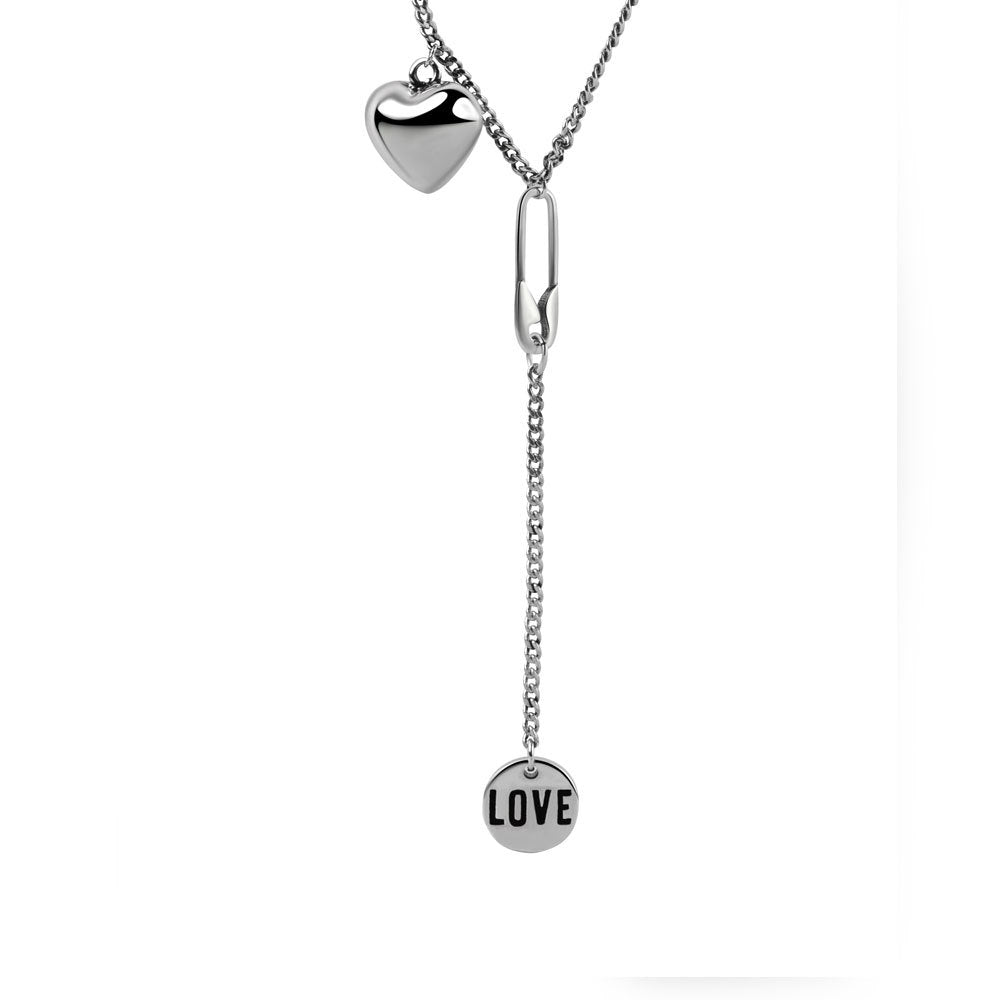 Women's Love Pendant Thai Sier Vintage Tassel Tag Sweater Chain Necklaces