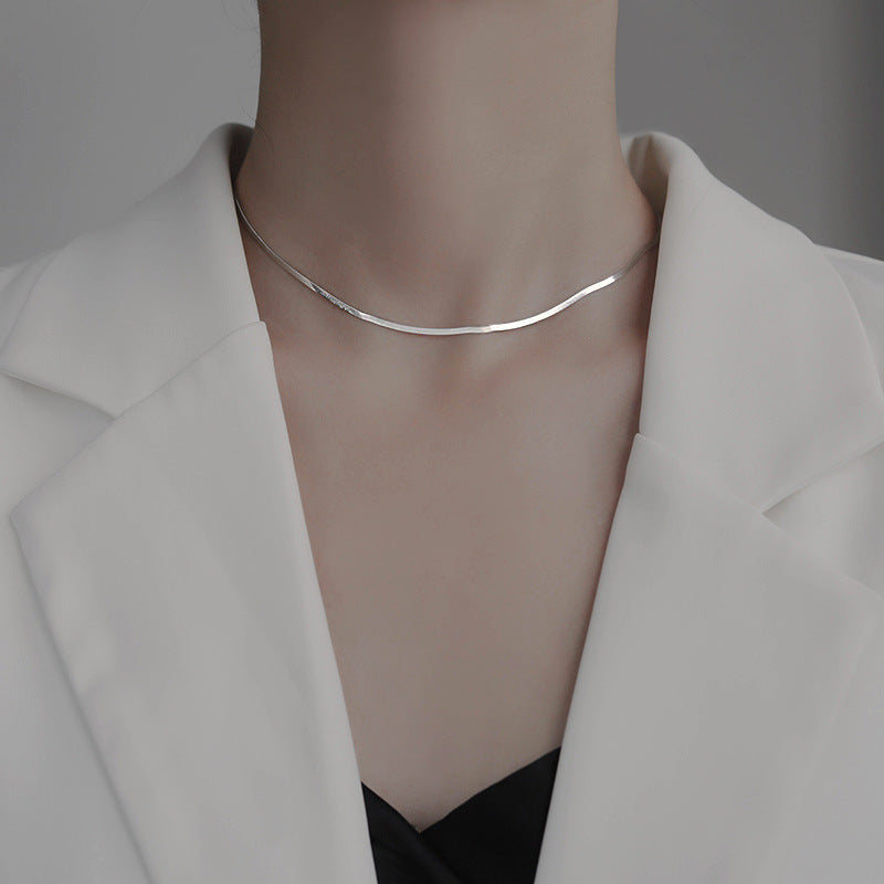 Women's Cold Sterling Sier Style Clavicle Chain Necklaces