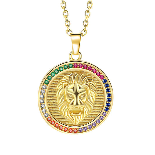 Hip Hop Ear Accessories Gold-plated Lion's Head Necklaces