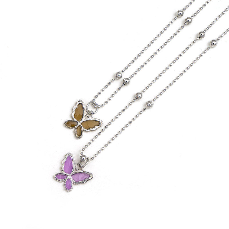 Women's Trendy Transparent Butterfly Simple Personality Clavicle Necklaces