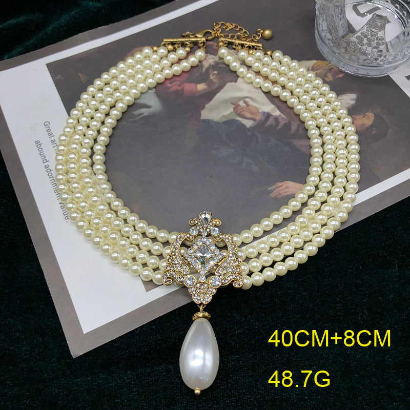 Inlaid Jewel Diamond Water Drop Pendant Necklaces