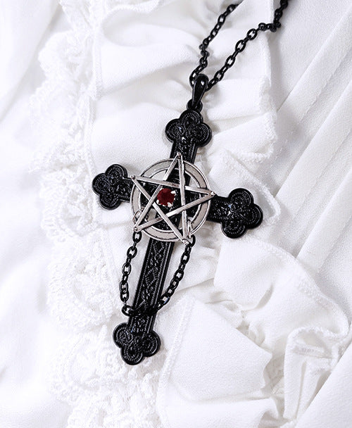 Women's & Men's & Dark Five-pointed Star Cross Punk Rock Necklaces