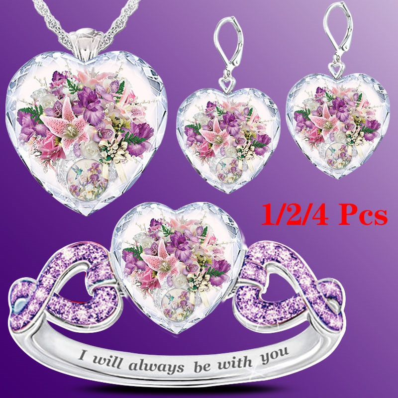 Heart-shaped Set Ornament Element Artificial Crystal Necklaces