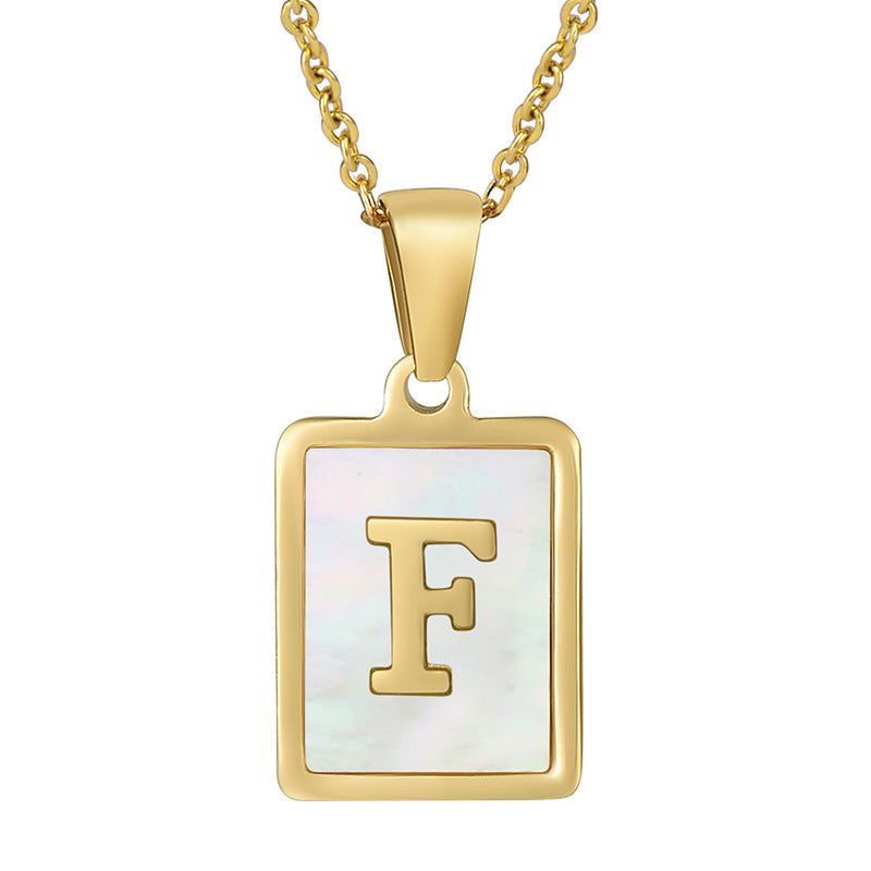 Steel Shell Letter Female Square Titanium Necklaces