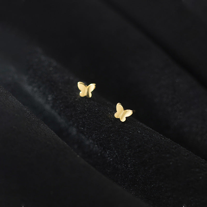 Sier Needle Three-dimensional Butterfly Simple Female Petite Rings