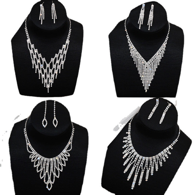 Bridal Wedding Dress Full Diamond Set Necklaces