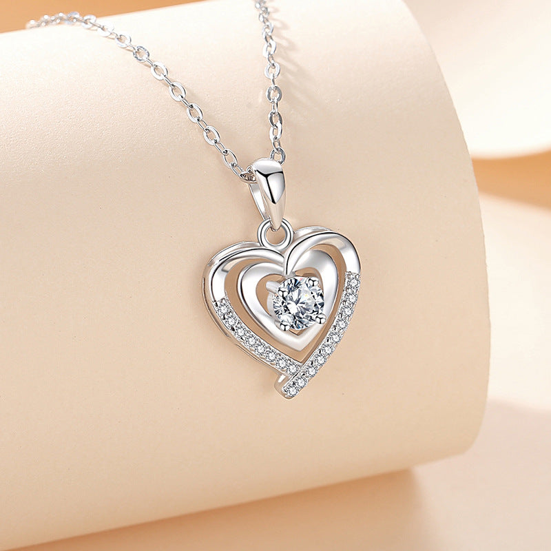 Women's Sterling Sier Heart-shaped Miss Simple Graceful Necklaces