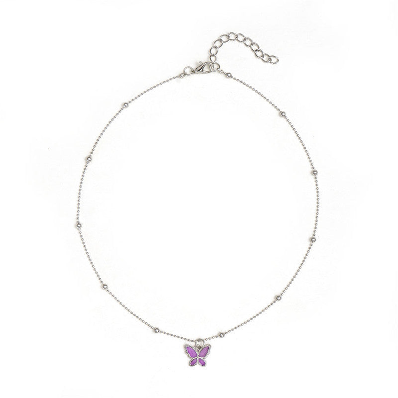 Women's Trendy Transparent Butterfly Simple Personality Clavicle Necklaces