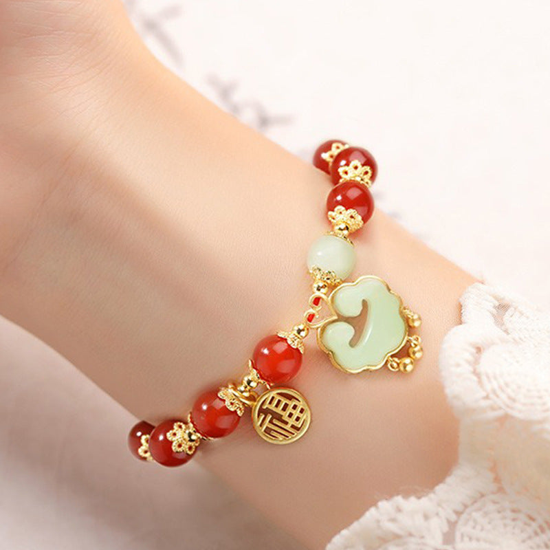 Safety Lock Jade Female Niche Retro Design Blessing Bracelets