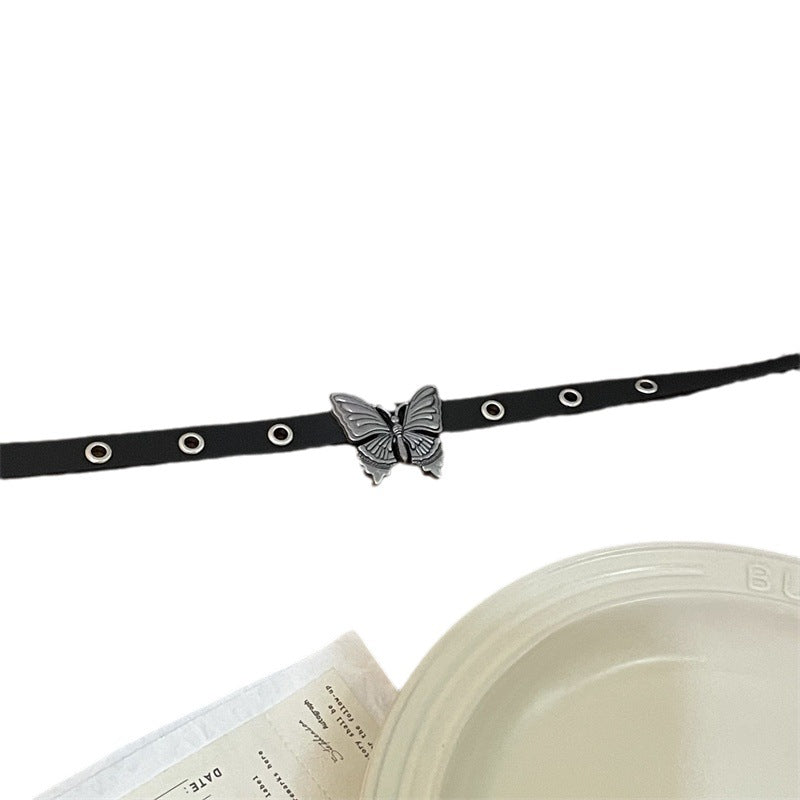 Dark Butterfly Punk Rock Leather Neckband Necklaces