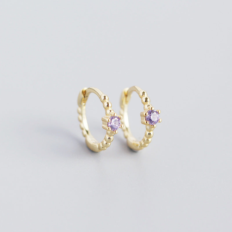 Sterling Sier Style Round Beads Diamond Earrings