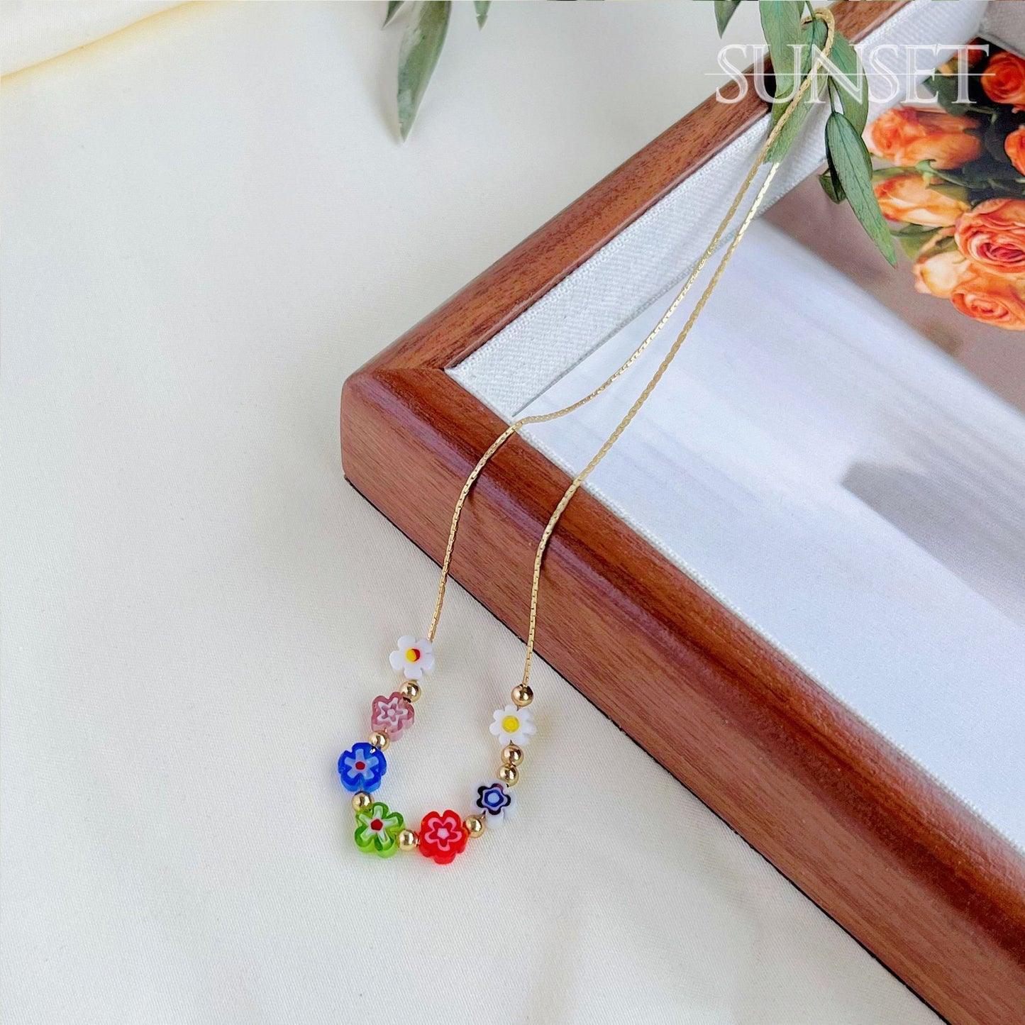 Women's Cute Colorful Flower For Niche Smiley Necklaces