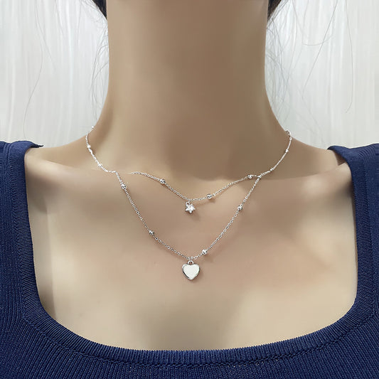 Autumn Temperament Small Beads Heart Clavicle Necklaces