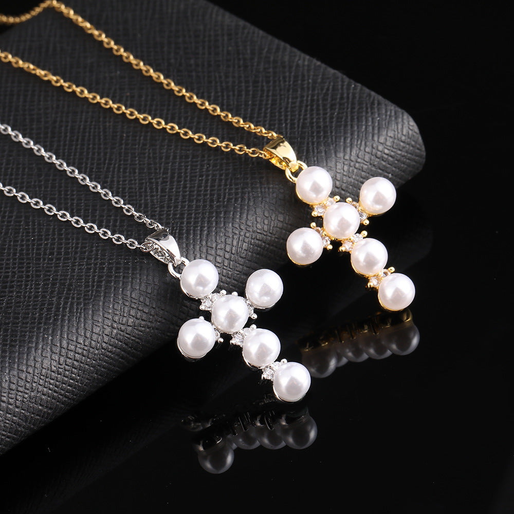 Women's Copper Zircon Plated Real Gold Pearl Necklaces