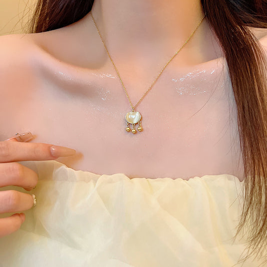 Women's Minority Simple Opal Pendant Clavicle Chain Necklaces