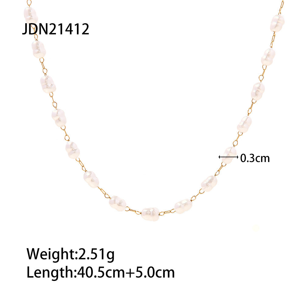 Women's Gold-plated Stainless Steel Pearl Trendy Fashion Necklaces