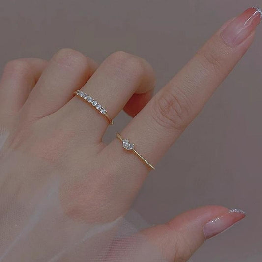 Zircon Two-piece Sweet Exquisite Niche Fashion Rings