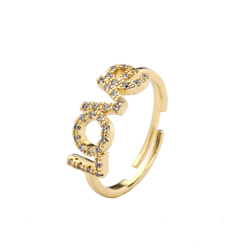 Adjustable Female Niche Advanced Gold-plated Zircon Rings
