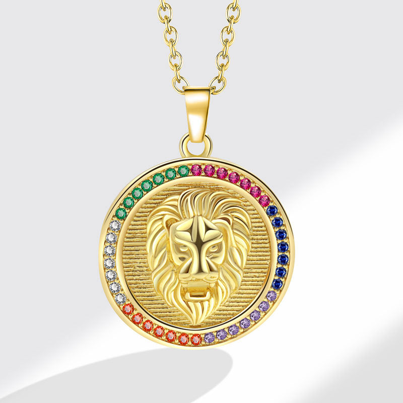 Hip Hop Ear Accessories Gold-plated Lion's Head Necklaces