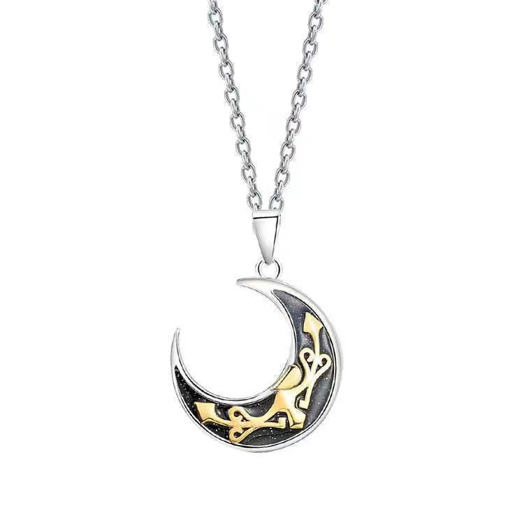 Women's & Men's & Pair Fashion Sense Niche Epoxy Sun Moon Pendant Clavicle Necklaces