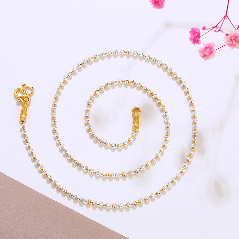 Women's Jewelry Color Gold Two-tone Chain Bead Ball Oval Fashion Necklaces