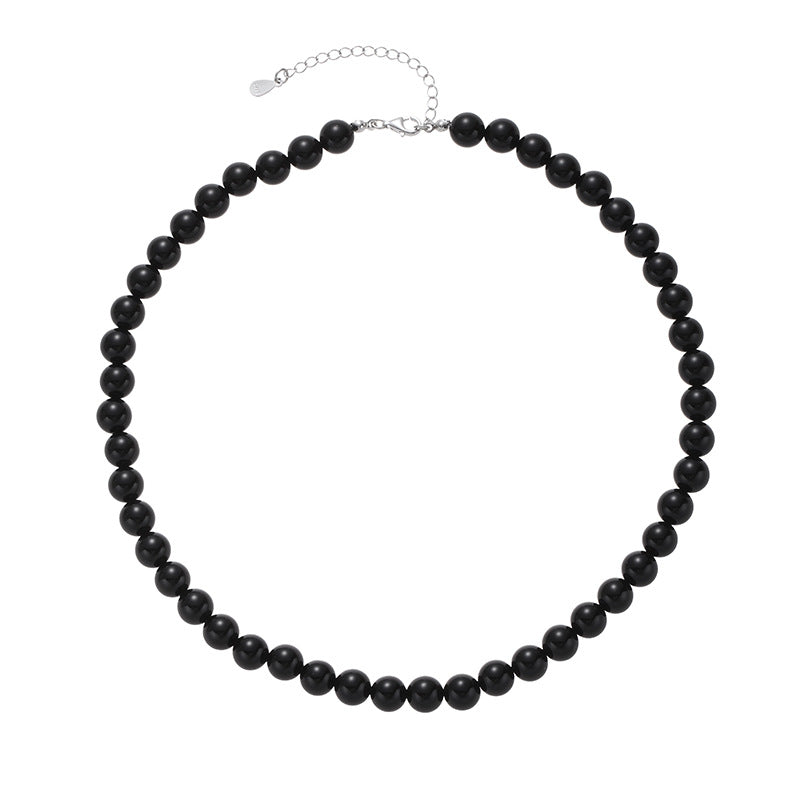 Women's Elegant Black Agate Real Stone Beaded Niche Necklaces