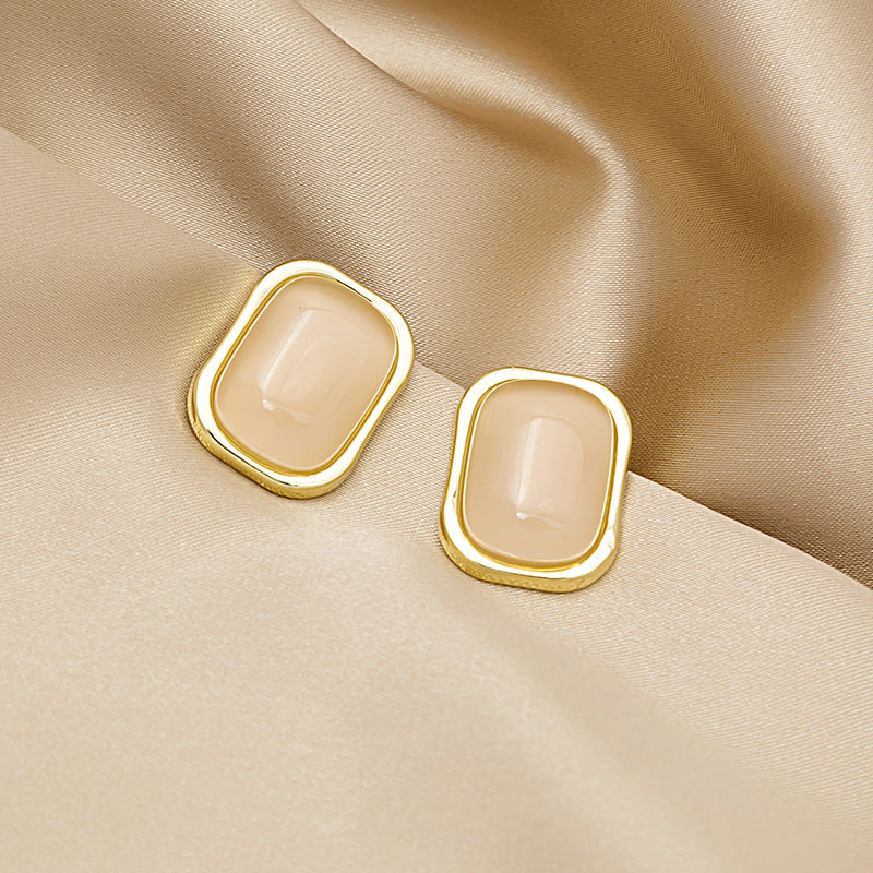 Morandi Gentle Resin Square Niche Retro Earrings