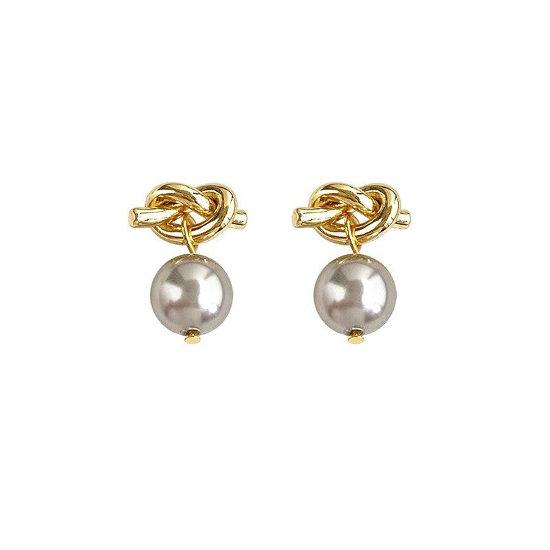 Women's Sterling Sier Bends And Hitches Pearl Earrings