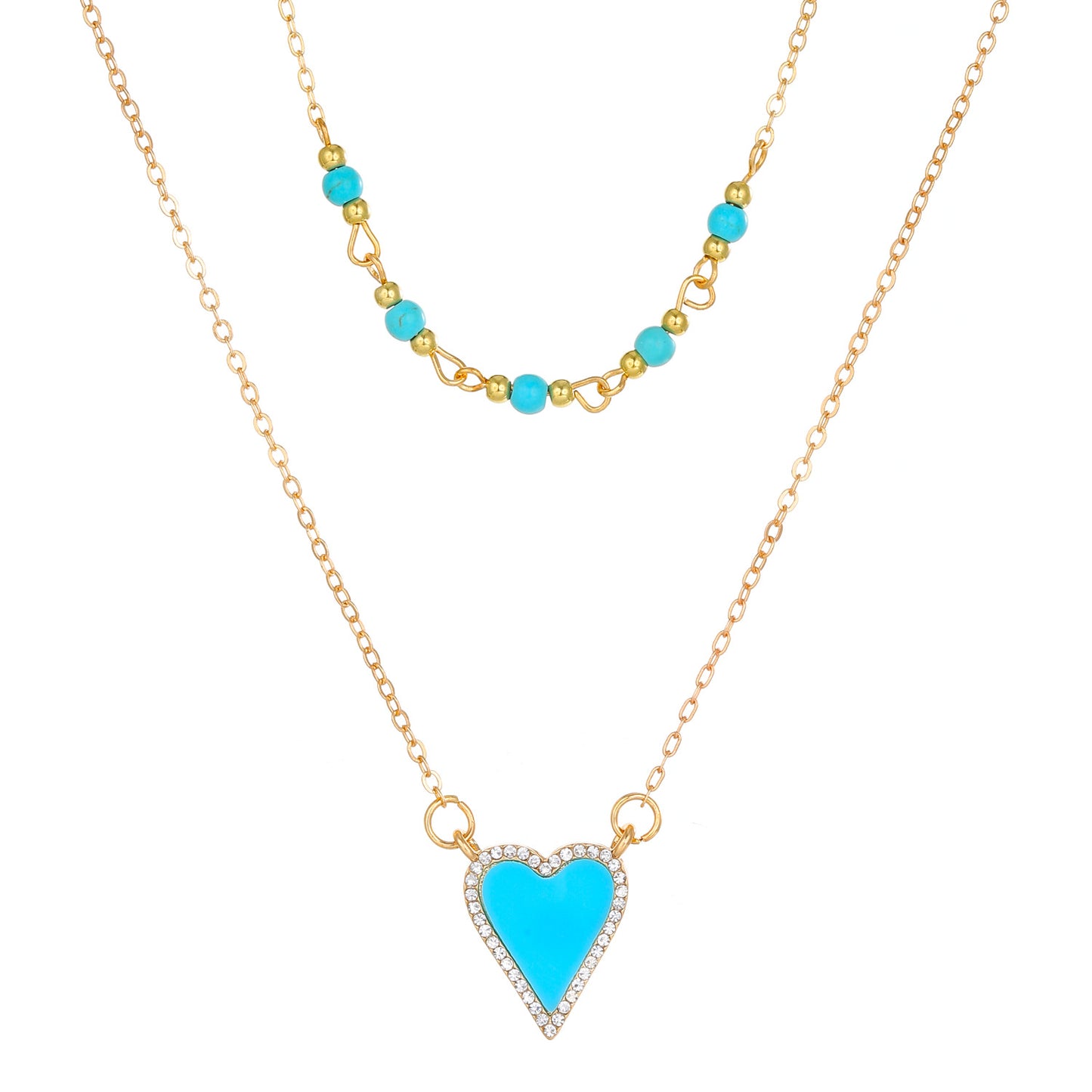 Double Layers Loving Heart Female Style Necklaces