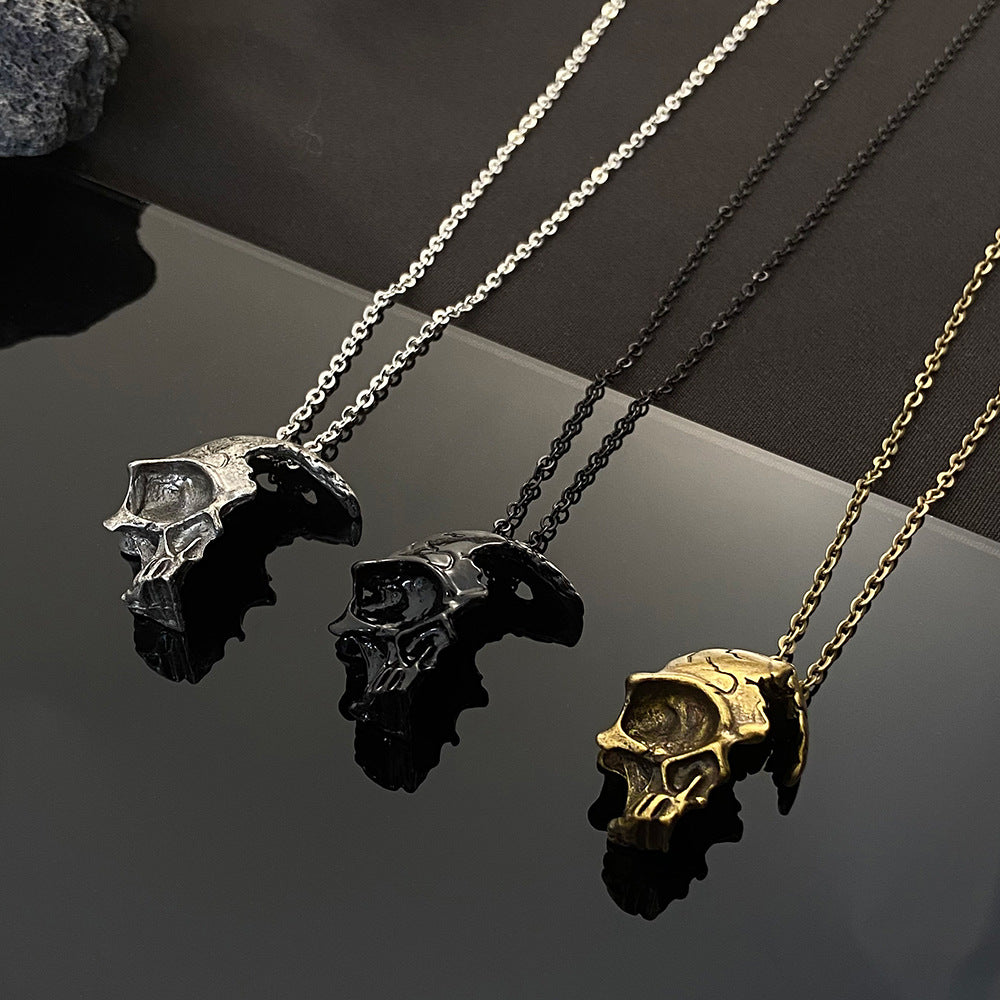 Men's Half Face Skull Vintage Alloy Pendant Necklaces