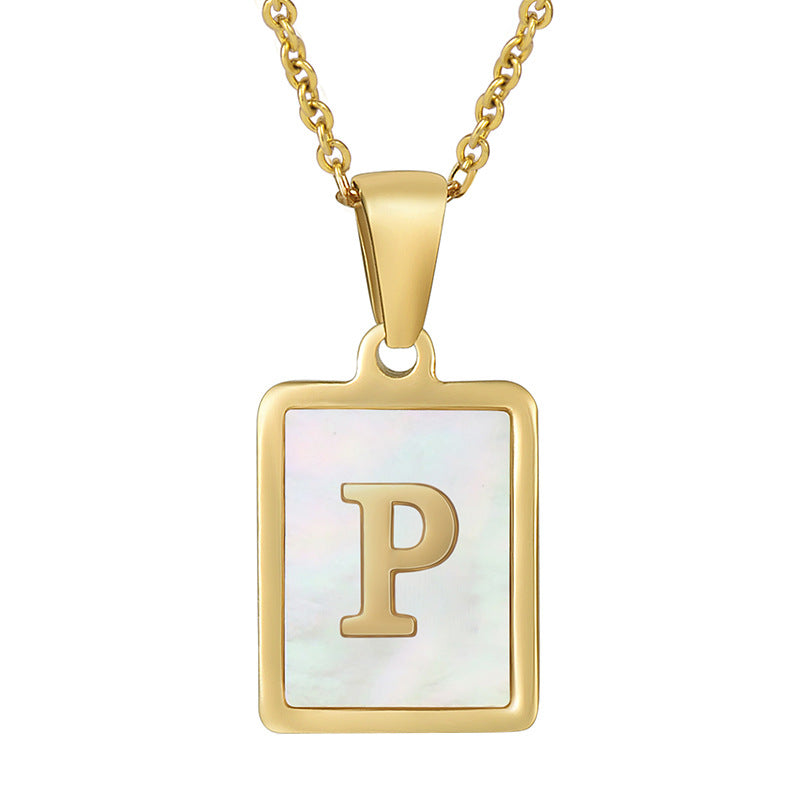 Steel Shell Letter Female Square Titanium Necklaces