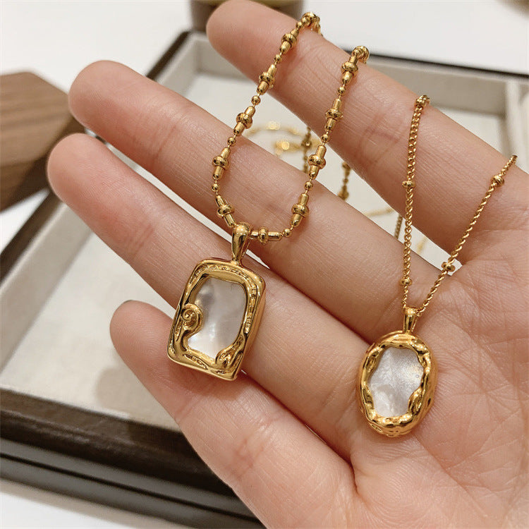 Women's Irregular Metal Shell French Style Retro Necklaces