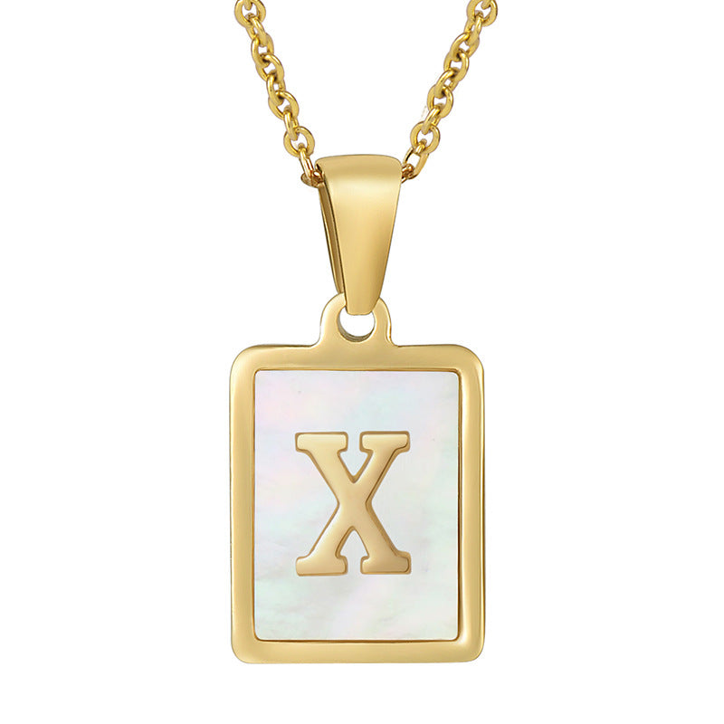 Steel Shell Letter Female Square Titanium Necklaces