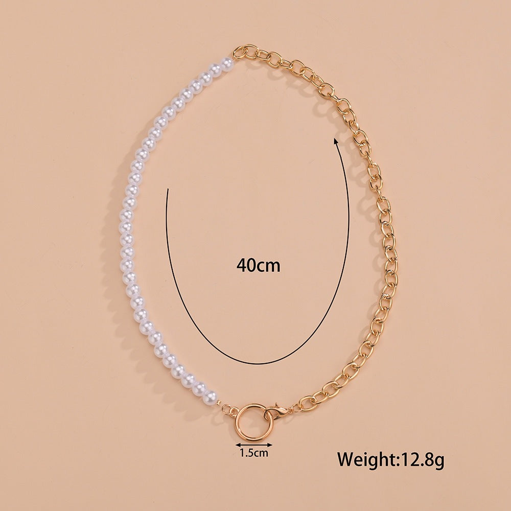 Women's Ornament Pearl Stitching Chain Geometric Round Necklaces