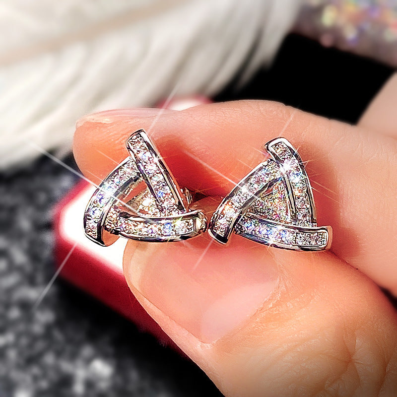 Triangle Female Delicate Super Shining Zircon Earrings